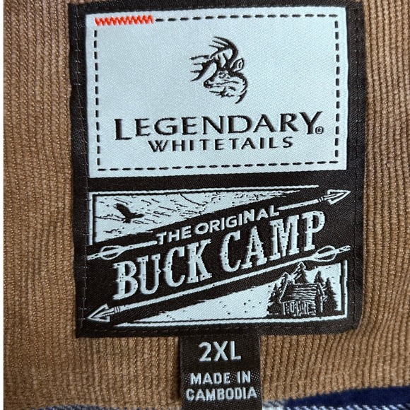 Legendary Whitetails Buck Camp Plaid Flannel Shirt Men's 2XL Long Sl Cord Collar - Picture 2 of 10